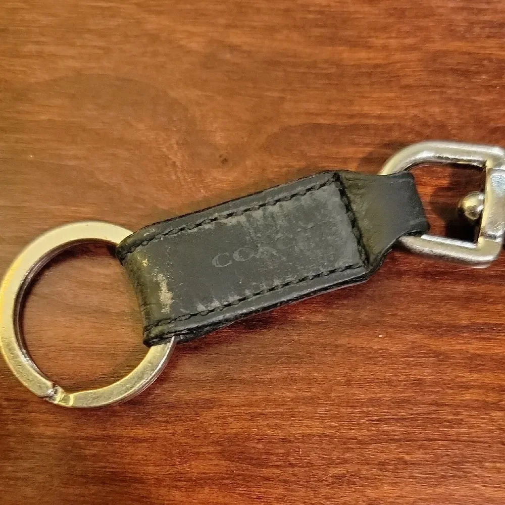 Coach Dark Leather Key Holder and Card Wallet